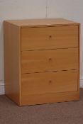 Light wood chest of three drawers, W64cm,