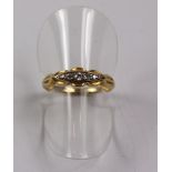 Five stone diamond gold ring in fancy setting stamped 18ct plat approx 3gm Condition