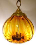 Set of three amber glass ceiling light fittings Condition Report <a