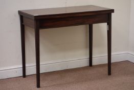 George III mahogany foldover top card/tea table, W91cm, H73cm,