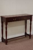 Mahogany two drawer side table,