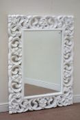 Gloss white rectangular wall mirror,
