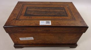 Victorian walnut jewellery box with brass inlay on bracket feet Condition Report