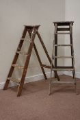 Two pairs of Vintage wooden step ladders,