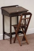 Child's oak desk and folding chair W45cm, D32cm,