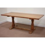 Robert Mouseman Thompson dining table, rectangular top on baluster supports,