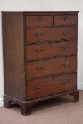 George III chest of two short and four long drawers, raised on bracket feet, W100cm, H135cm,