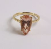 Morganite teardrop hallmarked 9ct gold ring Condition Report <a href='//www.