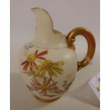 Royal Worcester ivory coloured jug with floral decoration no.