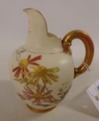 Royal Worcester ivory coloured jug with floral decoration no.