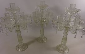 Set of three glass candelabras Condition Report <a href='//www.davidduggleby.