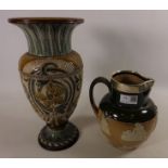 Doulton Lambeth incised vase H31.