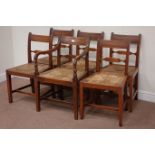 Set of six country made elm dining chairs with rush seats (5+1) Condition Report