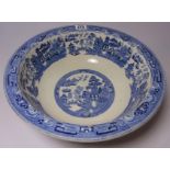 Large Wedgwood blue and white Willow pattern bowl D40cm