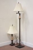 Antique finish standard lamp H158cm and matching table lamp,