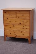 Pine chest two short and three long drawers, W88cm, H95cm,