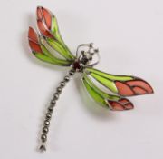 Plique-a-jour dragonfly brooch stamped 925 Condition Report <a href='//www.
