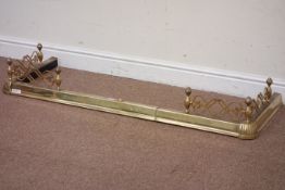 Brass extending fire curb, W130cm, D46cm, H29cm,