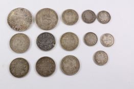 Collection of British Empire and World silver coins including East India Co.