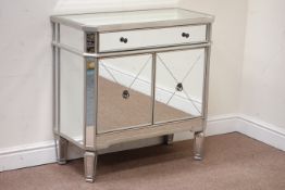 Mirrored side cabinet, double cupboard and drawer, W82cm, H82cm,