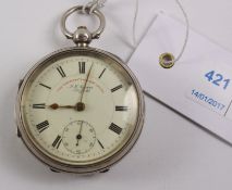 Victorian silver key wound pocket watch signed J G Graves Sheffield no 745206,