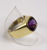 Gentleman's amethyst set ring stamped 18ct approx 14gm Condition Report <a