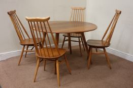 Ercol light elm drop leaf table (125cm x 113cm, H72cm),