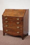 George III mahogany bureau, fall front above four long drawers, W92cm, D50cm,