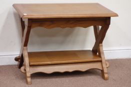 Medium oak rectangular coffee table with undertier, 83cm x 50cm,