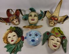 Pottery and other Venetian style wall masks (6) Condition Report <a href='//www.