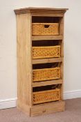 Traditional waxed pine four tier unit with baskets W54cm D46cm H129cm Condition Report