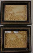 Two relief moulded pictures 'Leaving The Stable' and 'Returning To The Stable'