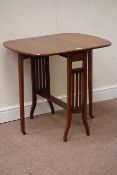 Early 20th century mahogany Sutherland table on square supports, W60cm, D72cm,