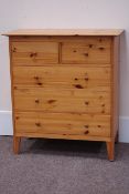 Pine chest two short and three long drawers, W88cm, H95cm,