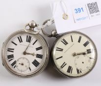 Two Improved Patent key wound silver pocket watches by Geo Heselton Bridlington no 12851 case by