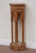 Gothic style pine jardiniere stand, H90cm Condition Report <a href='//www.