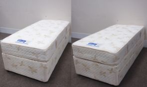 Pair Slumberland 3' divan beds with mattress (4) Condition Report <a