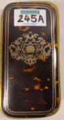 Late 19th early 20th century tortoiseshell spectacle case with rose gold coloured inlay