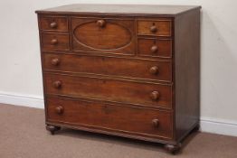 Victorian mahogany chest of seven drawers, turned wooden handles and feet W103cm, D56cm,
