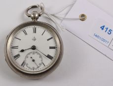 Victorian silver key wound pocket watch by John Mason Rotherham no 19219,