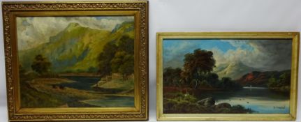 'Loch Awe' oil on board signed R Marshall 30cm x 49cm and Mountain Lake Scene,
