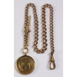 9ct gold watch chain with Wharfedale Agricultural Society medal May 5th 1899 approx 31gm