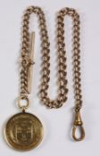 9ct gold watch chain with Wharfedale Agricultural Society medal May 5th 1899 approx 31gm