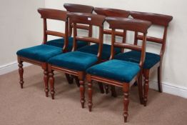 Set six early Victorian mahogany dining chairs with drop in seats on turned supports (6)