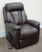 La-z-boy riser reclining electric armchair upholstered in brown leather Condition Report