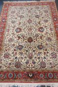 Persian Tabriz, beige ground decorated with animals,