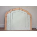 Early 20th century frameless mirror with amber tinted glass panels,