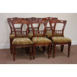 Set six Victorian mahogany dining chairs angular backs on turned supports (6) Condition