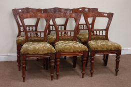 Set six Victorian mahogany dining chairs angular backs on turned supports (6) Condition