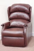 HSL electric riser reclining armchair upholstered in brown leather (This item is PAT tested - 5 day